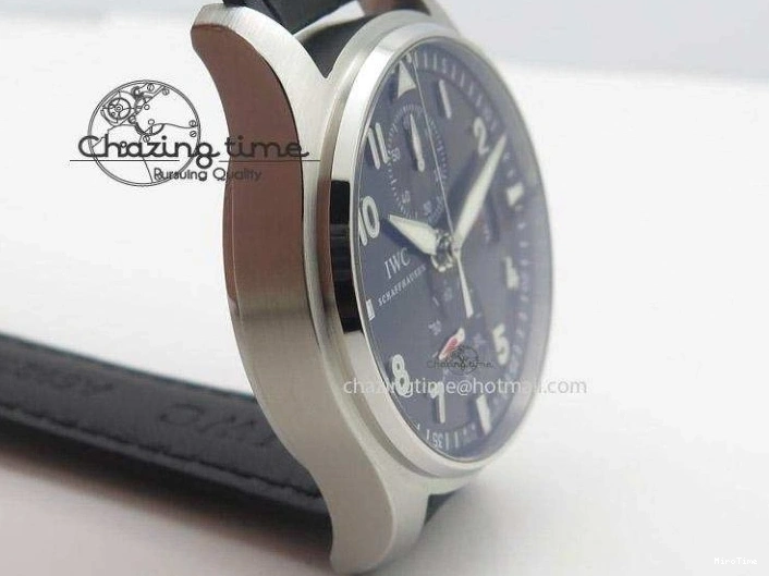 MIROTIME 0128 Youthful Pilot Spitfire 3878 Chrono BP Gray Dial SS On Black Leather Strap A 7368